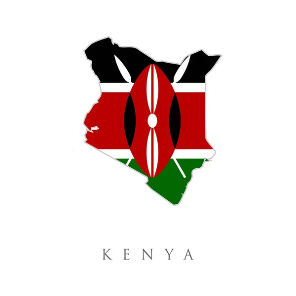 Kenia Flagge Karte Die Flagge Des Landes Form Von Grenzen — Stockvektor