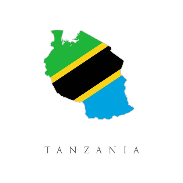 Tansania Land Silhouette Mit Flagge Auf Dem Hintergrund Isoliert Auf — Stockvektor