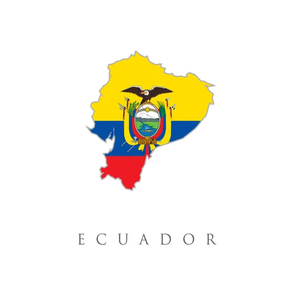 厄瓜多尔地图和白底国旗 厄瓜多尔国旗图 以边界为形式的国家旗帜 在白色背景上孤立的种群矢量说明 — 图库矢量图片