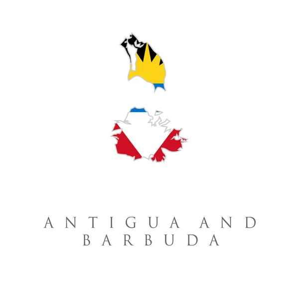 安提瓜和巴布达地图旗 带有安提瓜和巴布达国旗 背景为白色的安提瓜和巴布达地图 — 图库矢量图片