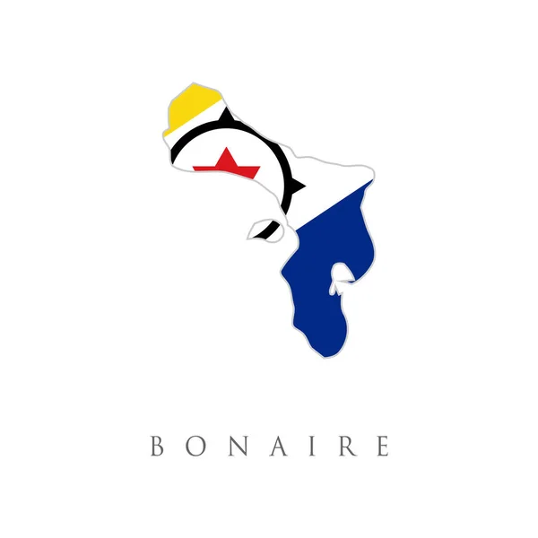 Mapa Bonaire Países Bajos Con Bandera Aislada Sobre Fondo Blanco — Vector de stock