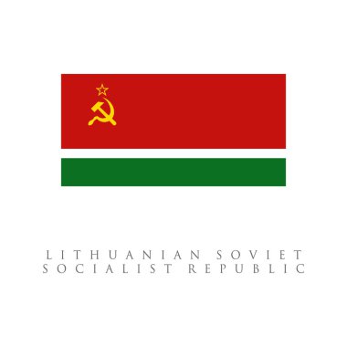 Litvanya Sovyet Sosyalist Cumhuriyeti bayrağı. beyaz arkaplanda izole