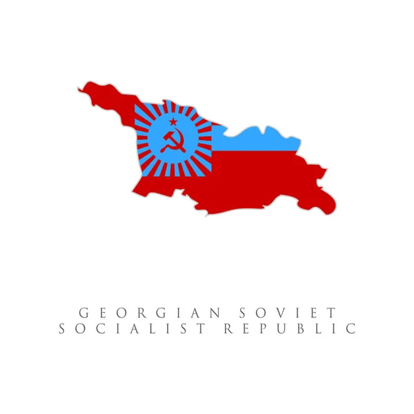 Mapa Bandeira República Socialista Soviética Geórgia Isolado Fundo Branco — Vetor de Stock