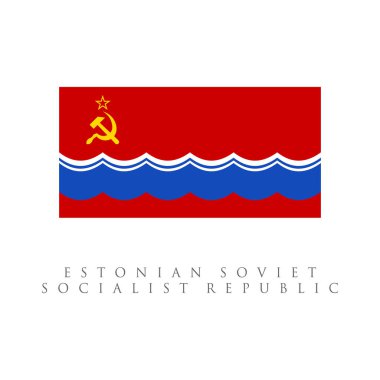 Estonya Sovyet Sosyalist Cumhuriyeti bayrağı. beyaz arkaplanda izole