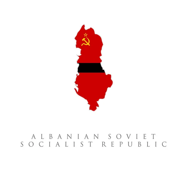 Mapa Bandeira República Socialista Soviética Albanesa Isolado Fundo Branco — Vetor de Stock