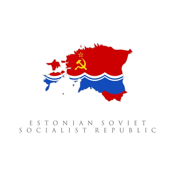 Mapa Bandeira República Socialista Soviética Estónia Isolado Fundo Branco — Vetor de Stock