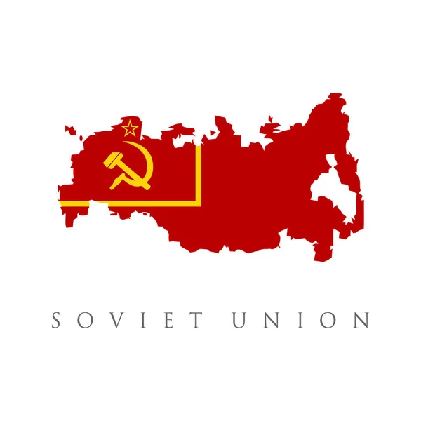 Sovjet Unie Communistische Vlag Kaart Geïsoleerd Witte Achtergrond Sovjet Unie — Stockvector