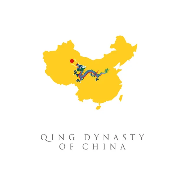 Bandeira Histórica Império China Mapa Bandeira Dinastia Qing Isolado Fundo —  Vetores de Stock