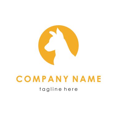 Köpek 'in minimal yaratıcı logosu, soyut köpek logosu. Stilize köpek logosu tasarımı. Sanatsal hayvan silueti. Vektör çizimi. Petshop, veteriner, köpek kulübesi, veteriner için.