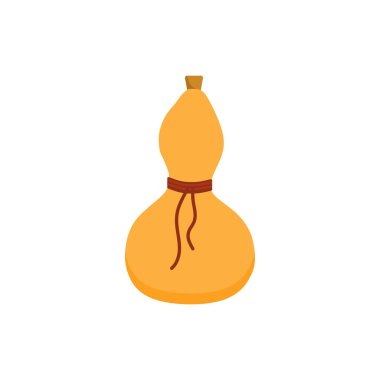 Çin geleneksel şarap şişesi düz tasarım vektör çizimi. Kabak tasarımı, Çin şişesi ve içeceği, kabak vektör ikonu, vektör grafikleri