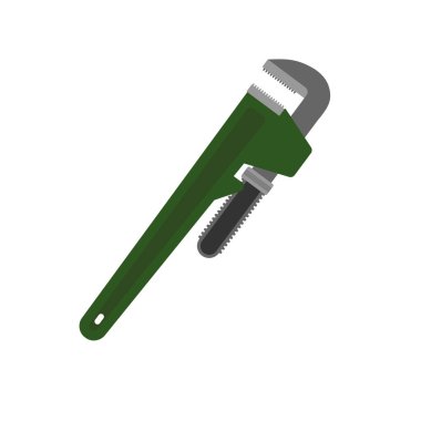 Beyaz arkaplanda izole edilmiş mekanik araçların ayarlanabilir boru anahtarı düz tasarım vektör çizimi. Tesisat, tamir, inşaat aletleri. Tesisat, onarım ve inşaat için gerekli bir araç