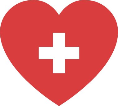 kırmızı kalp ve beyaz haç simgesi 