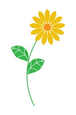 Çiçeğin düz çizimi. Renkli bitki karalaması