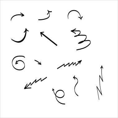 Beyaz arkaplanda vektör okları ayarlandı.