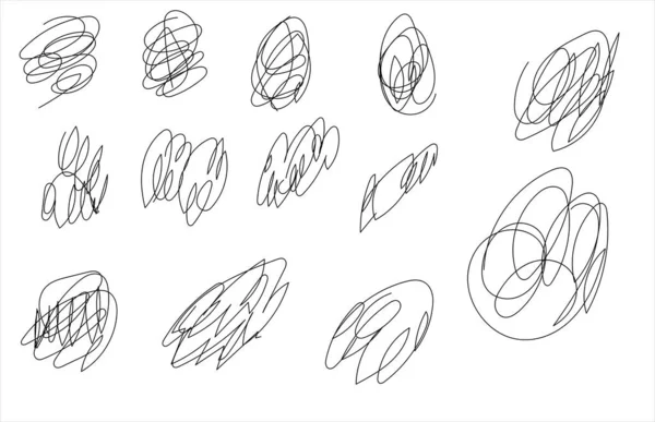 Conjunto Luz Vetorial Linhas Rabiscos Desenhadas Mão Pinceladas Scribble Conjunto —  Vetores de Stock