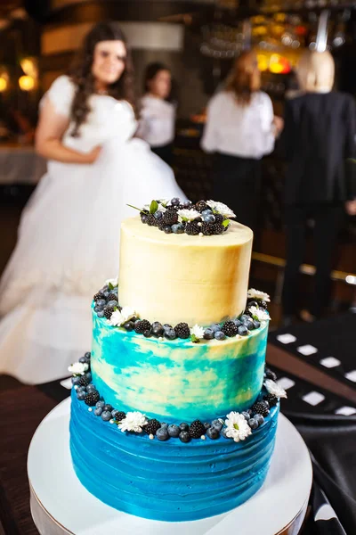 beautiful handmade wedding cake. sweet treats in the restaurant for the guests of the newlyweds. completion of the wedding ceremony. biscuit delicacy