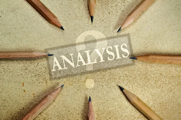 Word Analysis surrounded by pencils — Stock Photo, Image