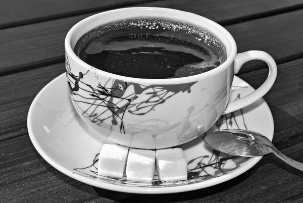 Café y terrones de azúcar —  Fotos de Stock