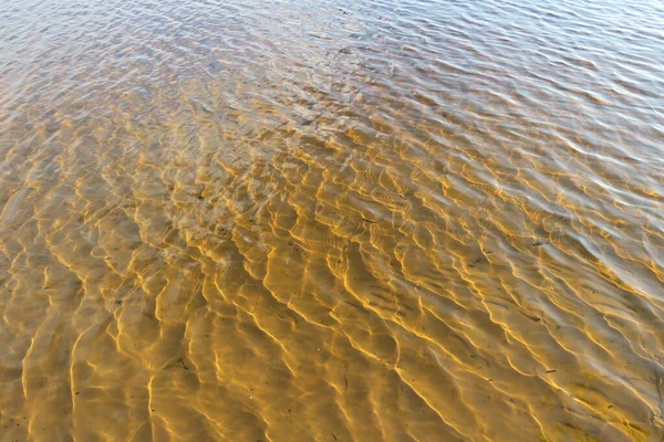 Traces Waves Sandy Bottom Lake — Stock Photo, Image