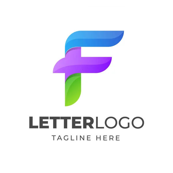 カラフルな文字Fロゴデザイン — ストックベクタ