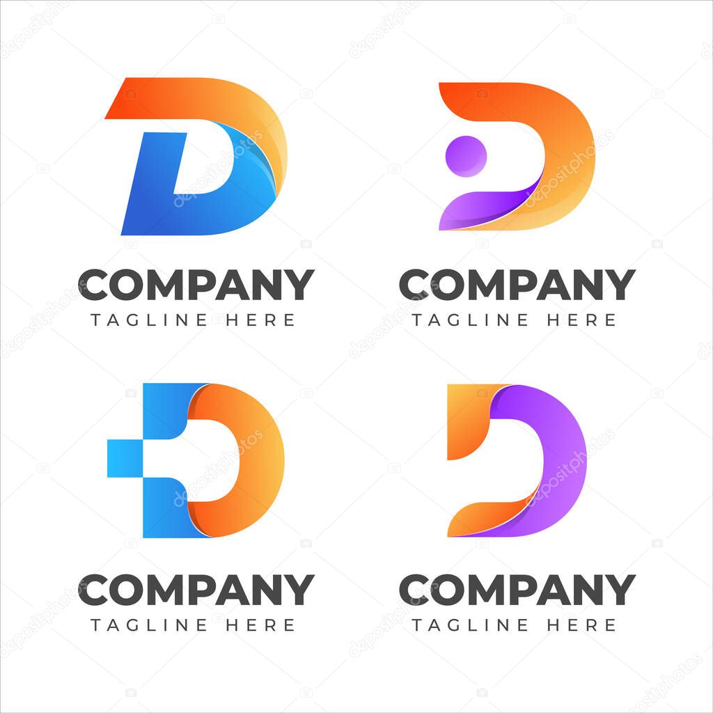 Set of letter d logo collection with colorful concept for company