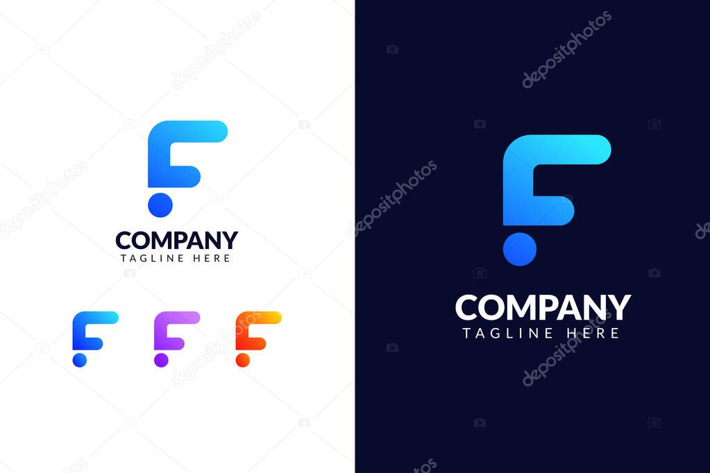 Letter F logo design simple with gradient creative concept
