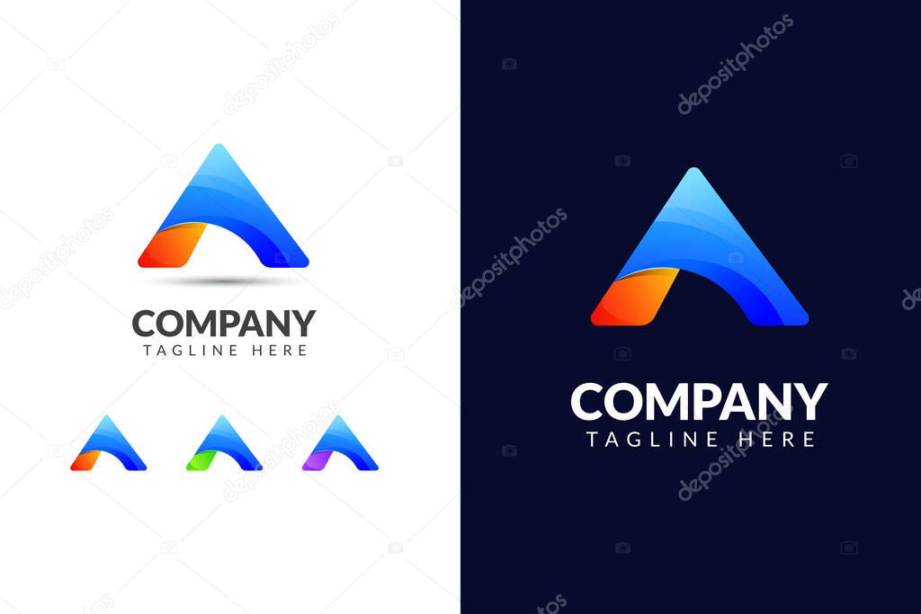 Letter A logo design template with gradient creative concept