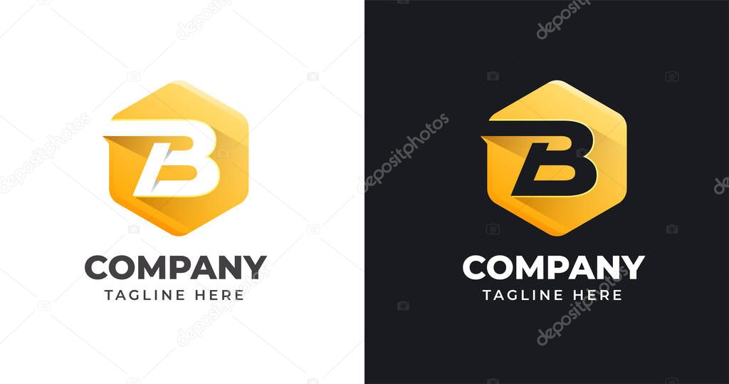 Letter B logo design template with geometric shape style