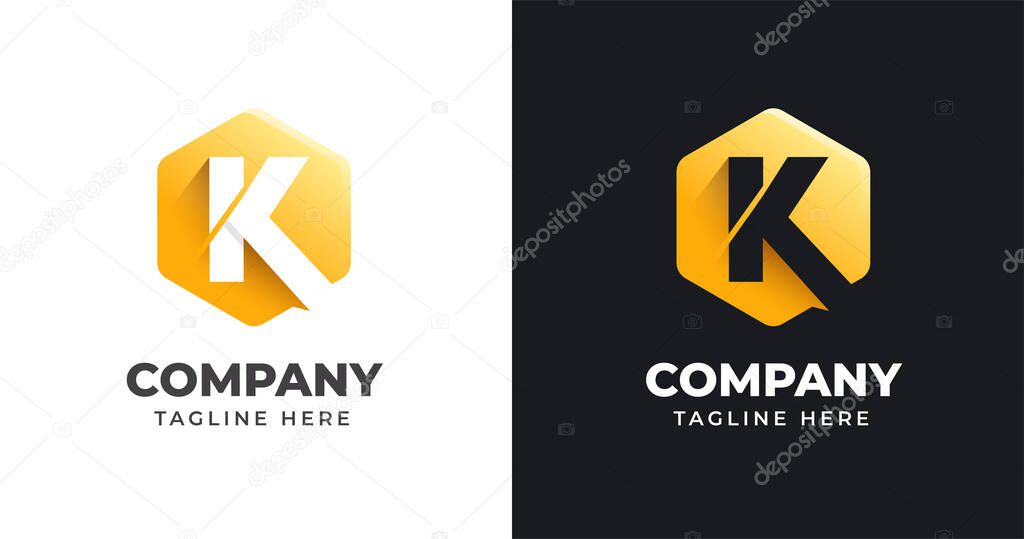 Letter K logo design template with geometric shape style