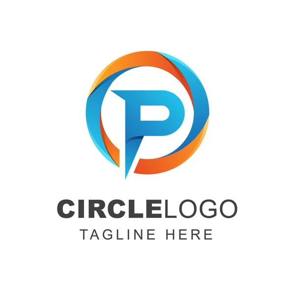 抽象的な円形状の文字Pのロゴデザイン — ストックベクタ