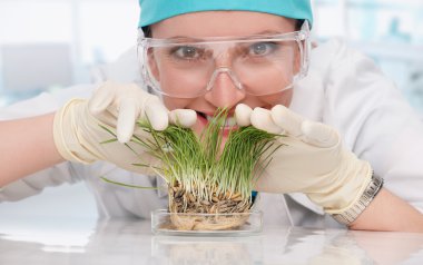 kadın biyolog bitkiler ile