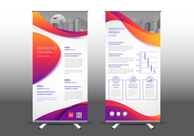 Fuara uygulanan stil için dizayn edilmiş, katlanabilir şablon vektör çizimi. Reklam pankartları, iş modeli dikey.