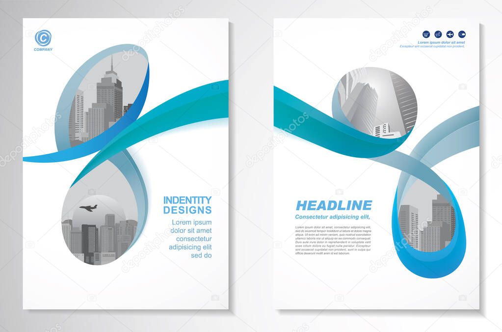 Template vector design for Brochure, AnnualReport, Magazine, Poster, Corporate Presentation, Portfolio, Flyer, infographic, layout modern with blue color size A4, Front and back, Easy to use and edit.