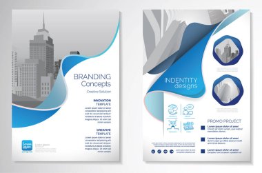 Template vector design for Brochure, AnnualReport, Magazine, Poster, Corporate Presentation, Portfolio, Flyer, infographic, layout modern with blue color size A4, Front and back, Easy to use and edit. clipart