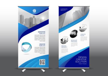 Fuara uygulanan stil için dizayn edilmiş, katlanabilir şablon vektör çizimi. Reklam pankartları, iş modeli dikey.