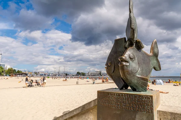 Peixes Monumento Praia Gdynia Polónia — Fotografia de Stock