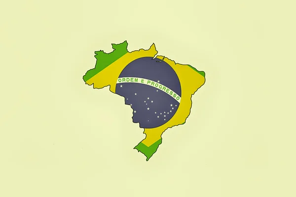 Brazil flag on the yellow background — Stock Photo, Image