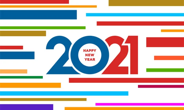 Kleurrijke 2021 Gelukkig Nieuwjaar Viering Decoratie Achtergrond Kaart Poster Banner — Stockvector