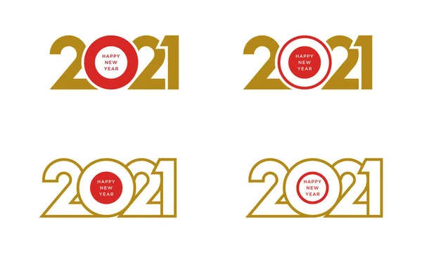 Gouden Rode Kleur Set Logo 2021 Design Vector Witte Achtergrond — Stockvector