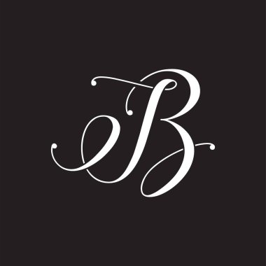 B veya IB harf tasarım vektörü siyah sırt gorandası