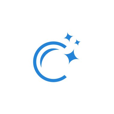 C harfi ışıltılı logo tasarım vektörü