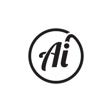 Ai harfi daire logo tasarımı vektörü