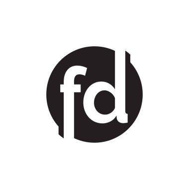 Negatif uzay tekniği F D logosu. vektör illüstrasyonu.