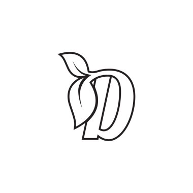 çizgi simgesi logosu D yaprağı. yeşil konsept vektör çizimi.