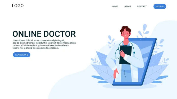 Çevrimiçi tıbbi danışmanlık, destek. Çevrimiçi doktor. Sağlık hizmetleri. Steteskopu akıllı telefondan olan aile doktoru. Online tıbbi danışmanlık, tele tıp. İniş sayfası.