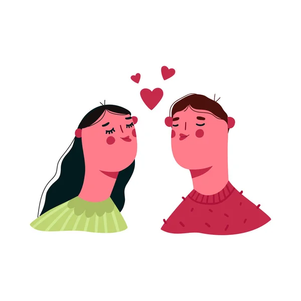 Søt Romantisk Forelskede Par Mann Kvinne Harakters Festen Valentinsdagen Isolert – stockvektor