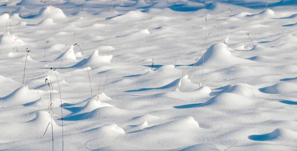 Inverno, palha parcialmente coberta de neve — Fotografia de Stock