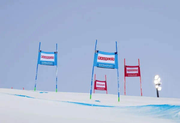 Kleurrijke slalom poorten iat een slalom-gebeurtenis — Stockfoto