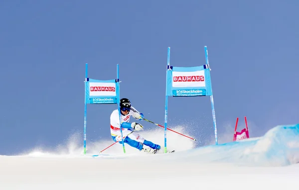 Skier Andre Myhrer at a slalom event — Stock Photo, Image