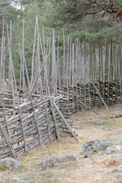 Παραδοσιακό Φράχτη Στην Τότε Σουηδική Ύπαιθρο Από Δέντρο Έλατο — Φωτογραφία Αρχείου